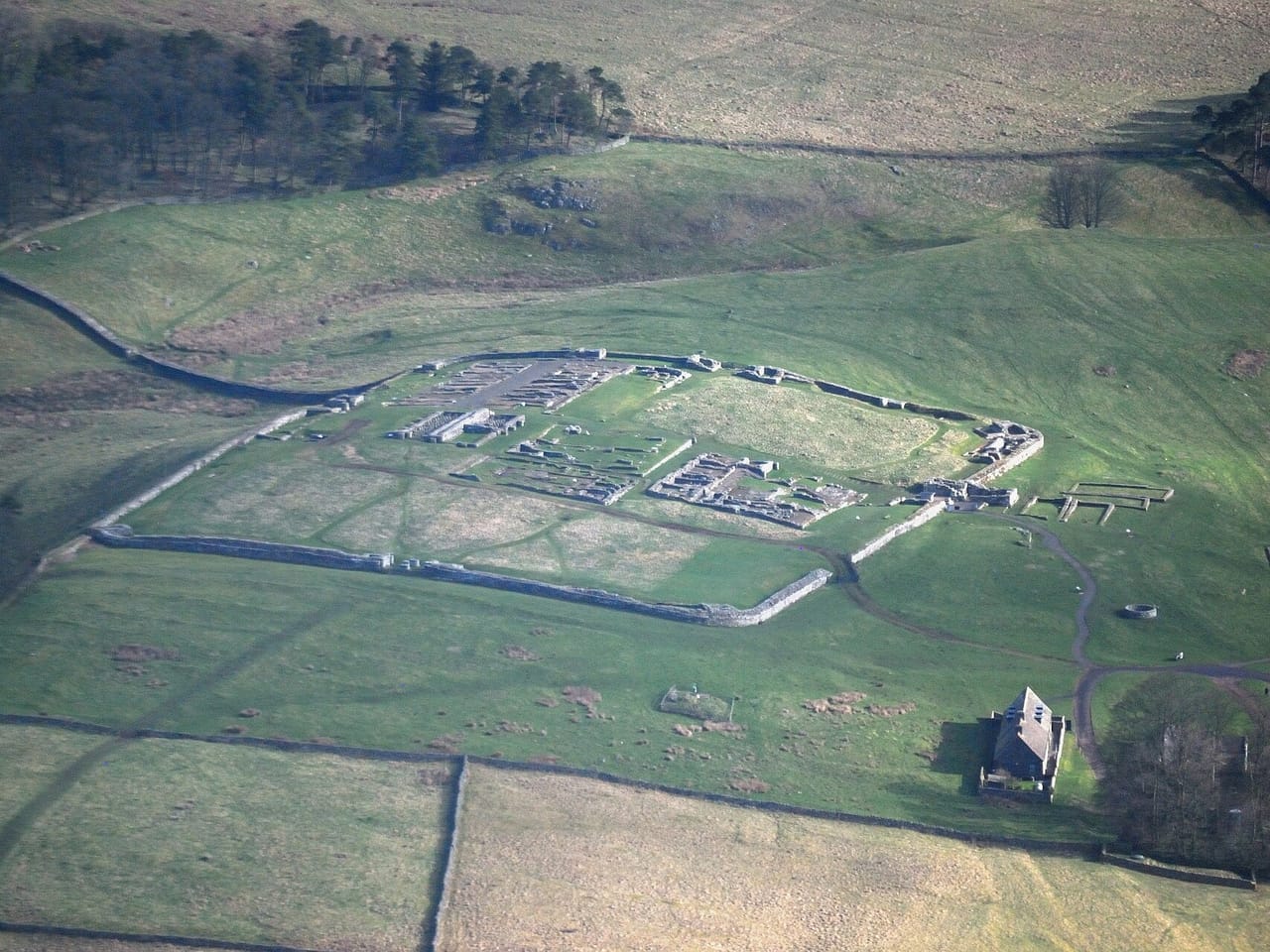 Rzymski fort Housesteads z lotu ptaka