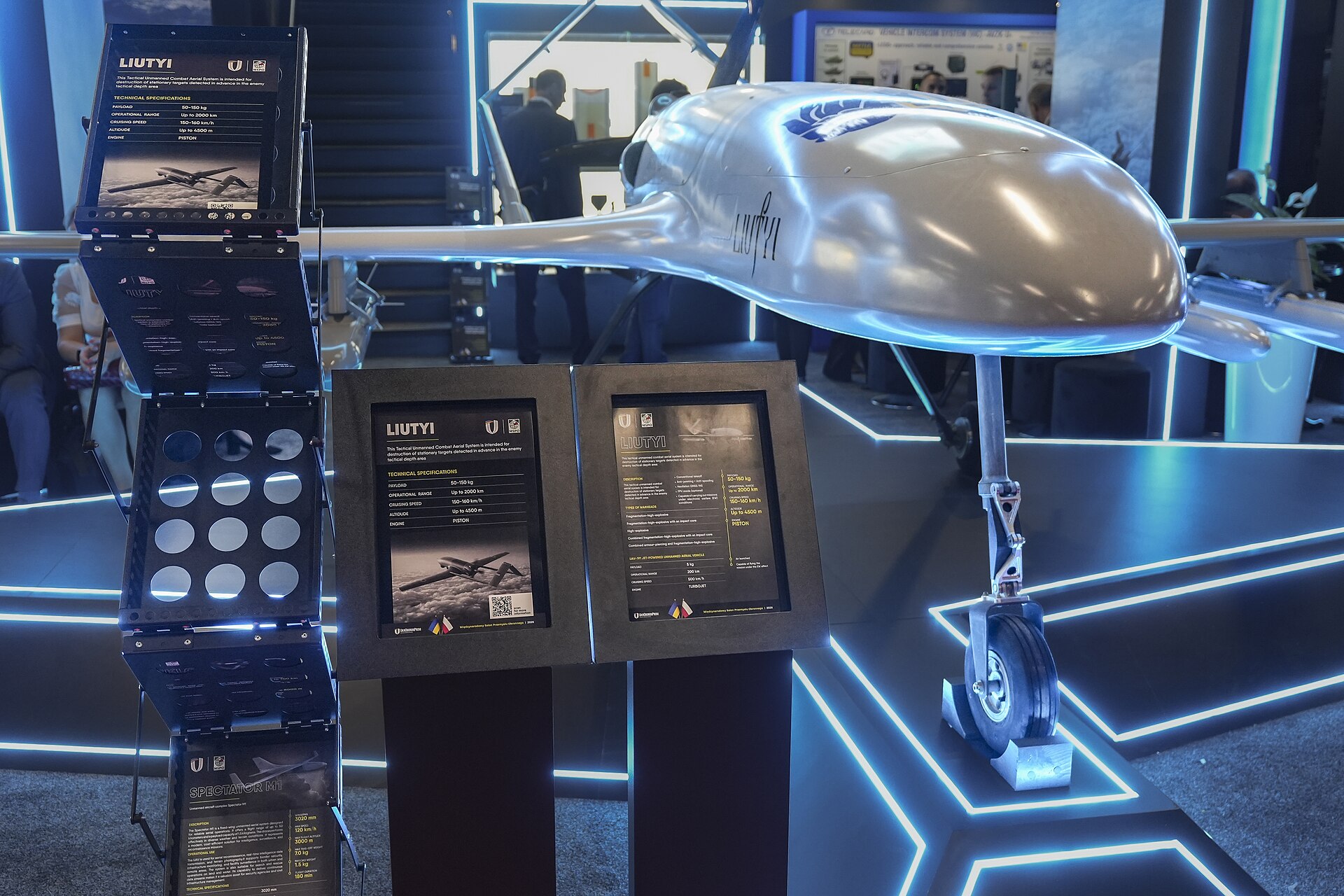 Ukraiński dron dalekiego zasięgu Liutyj na wystawie MSPO 2026 w Kielcach