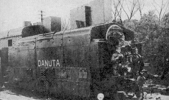 Pociąg pancerny powstańców wielkopolskich Danuta na torach w 1919 roku