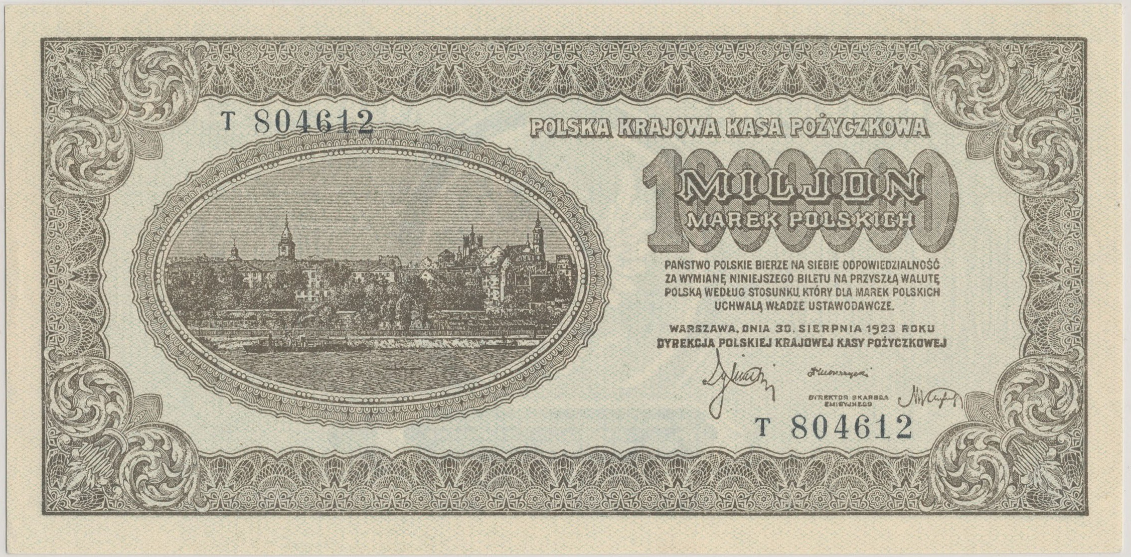 Banknot 1 000 000 marek polskich z wizerunkiem Tadeusza Kościuszki z 1923 roku