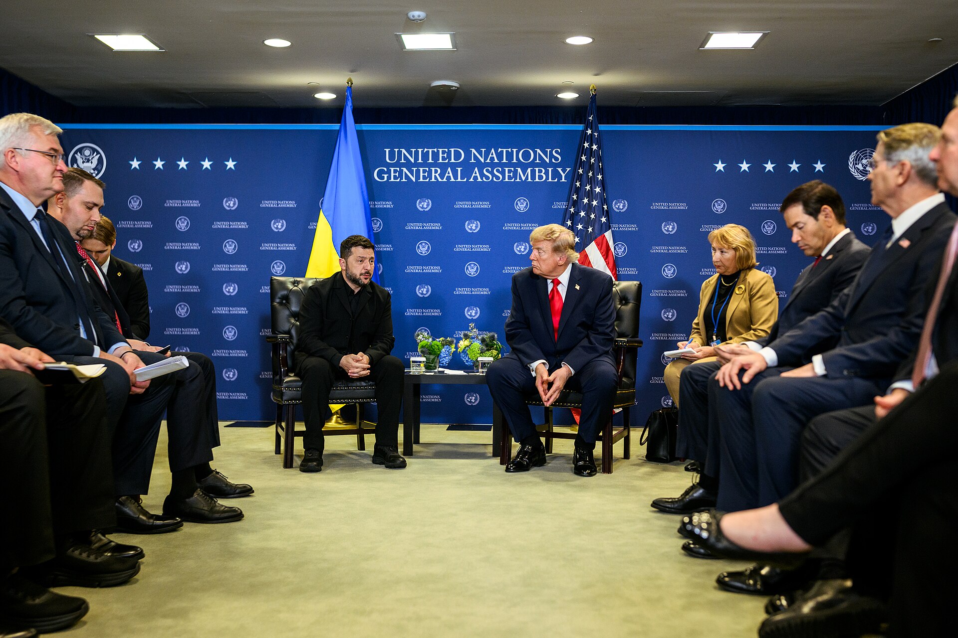 Donald Trump i Wołodymyr Zełenski podczas spotkania w Nowym Jorku